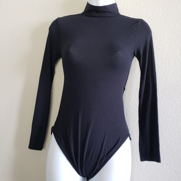 Topshop Tops - Topshop high neck ribbed petite bodysuit sz 4